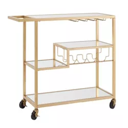 Estelle Step Tier Metal and Glass Bar Cart Champagne Gold - Inspire Q