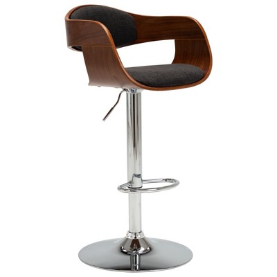 VidaXL Bar Stool Gray Bent Wood and Fabric