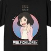 Wolf Children Hana Crew Neck Short Sleeve Black Adult T-shirt - 2 of 3