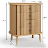 3 Drawer Dresser, Chest of Drawers for Bedroom, Spacious Storage Wicker Dresser with Matte Black Handles and Wood Legs for Closet, Hallway, Nature - 2 of 4