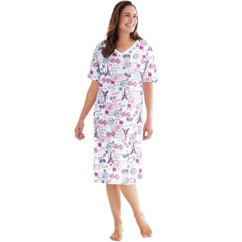 Dreams & Co. Women's Plus Size Short-sleeve Sleepshirt - 3x/4x