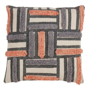 Saro Lifestyle Printed + Embroidered Pillow - Down Filled, 18" Square, Multi - 1 of 3