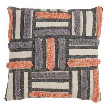 Saro Lifestyle Printed + Embroidered Pillow - Down Filled, 18" Square, Multi