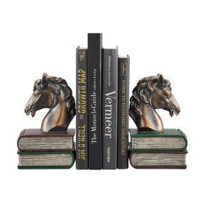 Danya B Horses on Books Polyresin Antique Patina Finish Bookend Set of 2 - 1 of 4