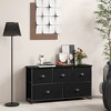 Costway Fabric Dresser Storage Unit Side Table w/ 5 Drawers Metal Frame Brown\Black Table Top - image 3 of 4