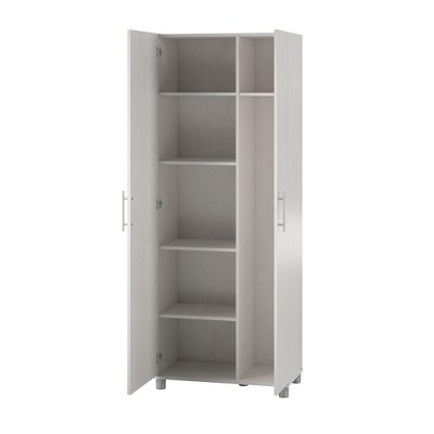 Ivory Oak Tall Freestanding Storage Cabinet with Adjustable Shelving