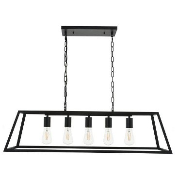 Resolute Black 5-Light Geometric Pendant Lamp