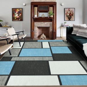 Washable Modern Patchwork Rug Non Slip Low Pile Rug Soft Contemporary Throw Floor Cover Foldable Indoor Carpet for Living Room Bedroom Playroom填 - 1 of 4