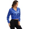 Anna-Kaci Women's Sequin Zip-Up Hooded Jacket with Ribbed Hem and Long Sleeves for Party Wear - 2 of 4