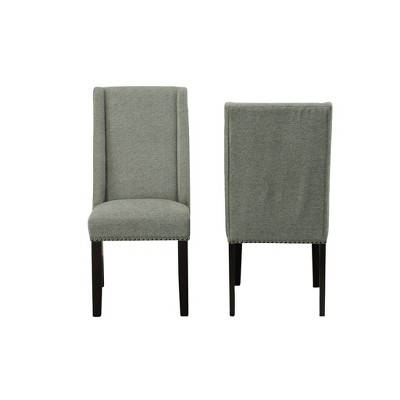 Espresso Wood & Charcoal Velvet High-Back Side Chair, Set of 2
