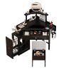 Gulches Modern Corner Vanity Desk Set - Glass Tabletop, Triangle Shape, Storage Drawer, Removable Pull-Out Cabinet, Black - 2 of 4