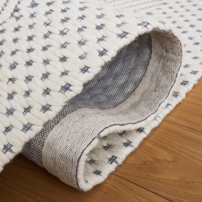 Ivory and Grey Hand Woven Wool Area Rug