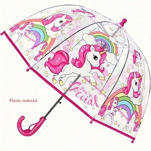 Clotth Whimsical Unicorn Princess Umbrella, Transparent, Printed Design, Windproof, Water-Resistant, Portable Stylish Accessory for Rain - 1 of 4