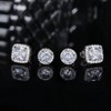 18K Gold Plated Halo Stud Earrings 925 Sterling Silver Cubic Zirconia Stud Earrings Round Square Diamonique Stud Earrings Set for Women Men - 4 of 4