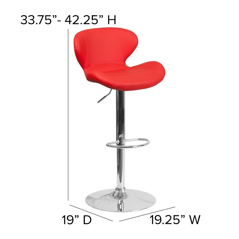 Flash Furniture Contemporary Adjustable Height Barstool with Curved Back and Chrome Base, 5 of 13