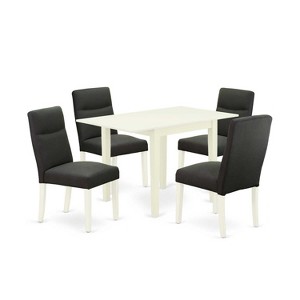 HomeStock 5-Pc Linen White Finish Solid Wood Top - Dining Room Set - Seats 4 - 1 of 4