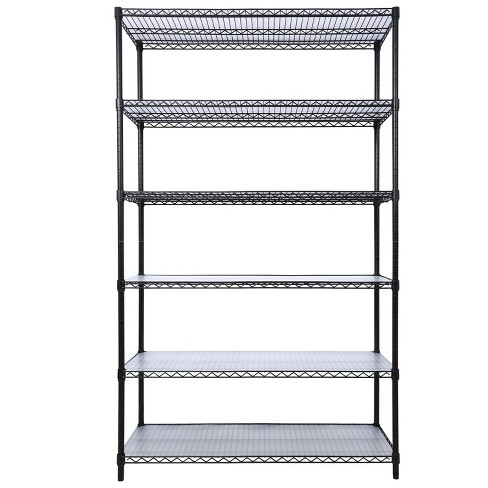 6 Tier 6000lbs Capacity Storage Shelves, Adjustable Garage Storage Shelving With Wheels, Metal Wire Shelving Unit, For Warehouse, Pantry - image 1 of 4