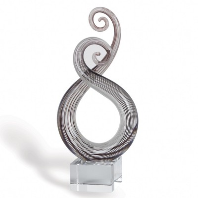 HomeRoots 11" Clear and Brown Murano Glass Modern Abstract Tabletop Sculpture