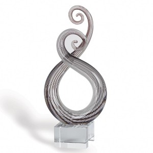 HomeRoots 11" Clear and Brown Murano Glass Modern Abstract Tabletop Sculpture - 1 of 4