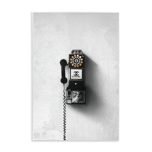 Stupell Industries Vintage Fashion Dial Phone Glam Pop Black White Wall Plaque Art - 1 of 4