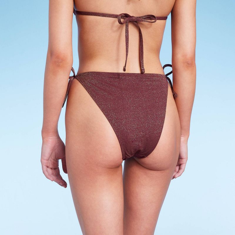Women's Side-Tie High Leg Extra Cheeky Bikini Bottom - Wild Fable™ Brown, 3 of 19