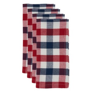 4pk Cotton Gingham Table Napkins - Saro Lifestyle: Classic Check Pattern, 20"x20", Off-White, Machine Washable, Kitchen Textiles - 1 of 4