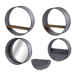 NAYSAYE Planter Farmhouse Round Metal Wall Planter Set of Five Modular Planter for Vertical Garden, Gray, 17"*17"*5" - 1 of 4