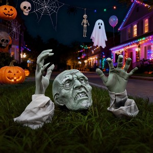 Fun Little Toys Zombie Groundbreaker Halloween Decorations Outdoor Crawling Skulls in Ground Climbing Skeleton Head Yard Lawn Garden Decor Party Props - 1 of 4