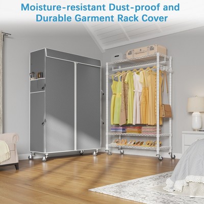 R1C Plus White Wire Garment Rack with Black Cover