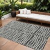 Black Gray And Ivory Striped Washable Indoor Outdoor Area Rug - 2 of 4