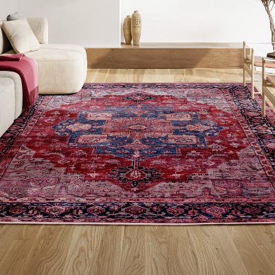 Maris Ornate Medallion Washable Area Rug - JONATHAN Y