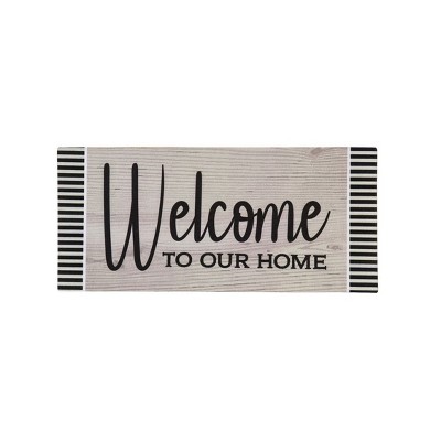 Evergreen Wood Grain Welcome Sassafras Indoor Outdoor Switch Doormat 1'10"x10" Multicolored