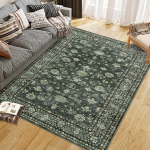 Area Rug Washable Rug Vintage Traditional Mat Distressed Foldable - 1 of 4