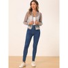 Allegra K Women's Zip Up See-Through Lightweight Long Sleeve Mesh Bomber Jacket - 4 of 4