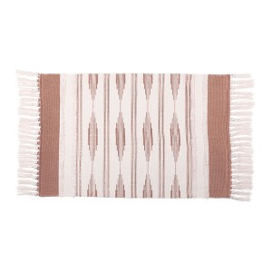 Okuna Outpost Boho Themed,  23.6" x 35" Bathroom Rug Mat with Tassels - Indoor Outdoor Bedroom Bath Decor - 1 of 4