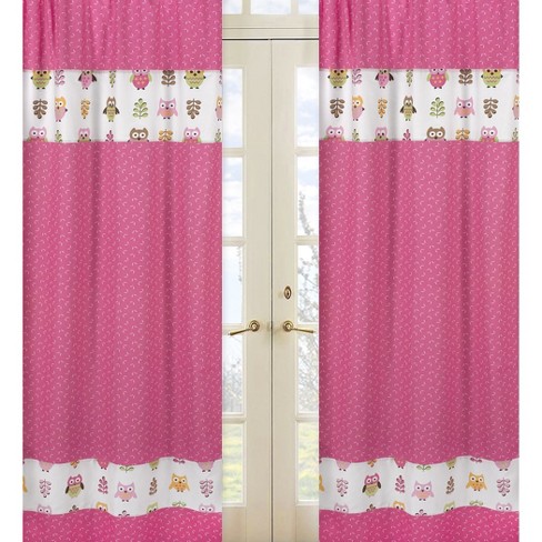 Sweet Jojo Designs 2pc Happy Owl Window Panels Pink White Target