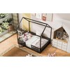 Streamdale Full Size Metal House Bed with Fence and Door, Black - 4 of 4