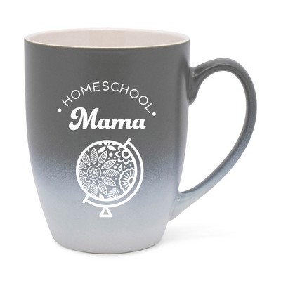 Elanze Designs Homeschool Mama Two Toned Ombre Matte Gray and White 12 ounce Ceramic Stoneware Coffee Cup Mug