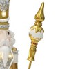 LuxenHome Lighted Silver and Gold Nutcracker Soldier with Scepter, Christmas Decoration - 3 of 4