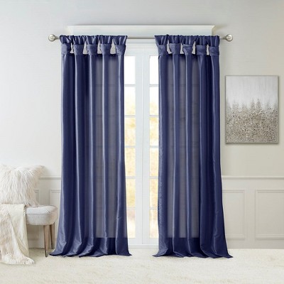 PAGED Faux Silk Blackout Curtains for Bedroom,Window Curtain Panel with Twisted Tab Top,Lined,Curtains for Living Room,Machine Washable