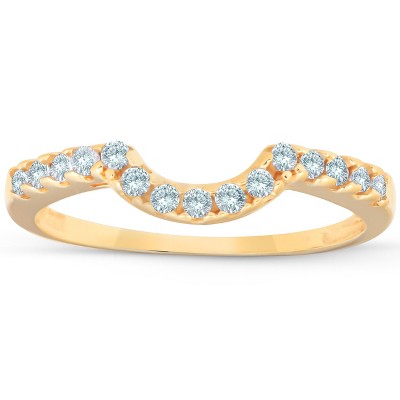 Pompeii3 .25CT Curved Diamond Notched Wedding Ring Enhancer 14K
