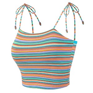 Allegra K Women's Tie Spaghetti Straps Sleeveless Summer Crop Cami Top - 1 of 4