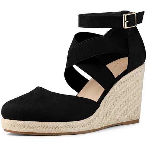 Allegra K Women s Espadrille Platform Closed Toe Wedges Heel Sandal Black 9.5 Target