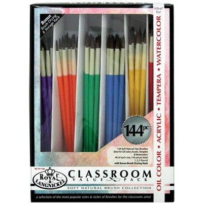 Royal & Langnickel Paint Brushes, Round, Natural Hair, Assorted Sizes, Pack of 144