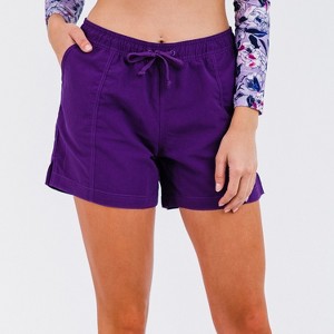 Calypsa Women's Plus Size Chlorine Resistant 4" Board Shorts - 1 of 3