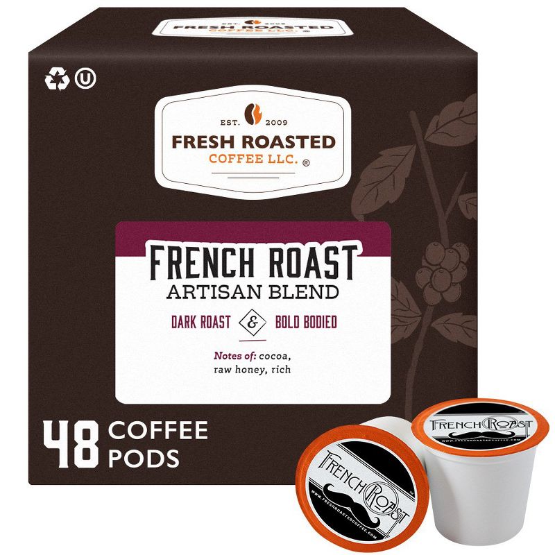 Fresh Roasted Coffee - French Roast Dark Roast Single Serve Pods - 48CT, 1 of 4