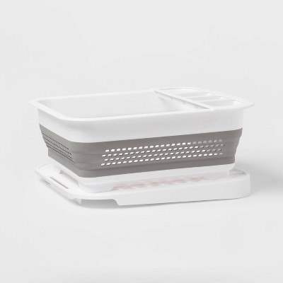 Space Saver Steel Dish Rack With Utensil Tray Black - Brightroom