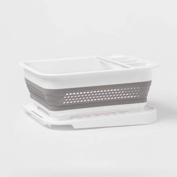 J&V TEXTILES Red Plastic Collapsible Dish Rack - Space Saving