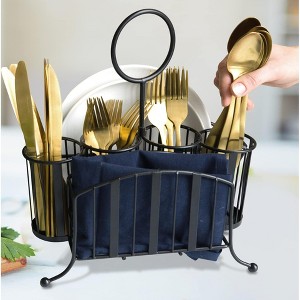 Home Intuition Picnic Caddy - Silverware Caddy Utensil Holder for Party - Cutlery and Flatware Holder for Outdoor Table, Camping, BBQ, Countertop - 1 of 4