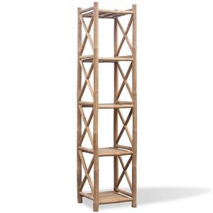 vidaXL Bookcase Bamboo Compact Shelf Square Tropical Bamboo Shelf - 1 of 3
